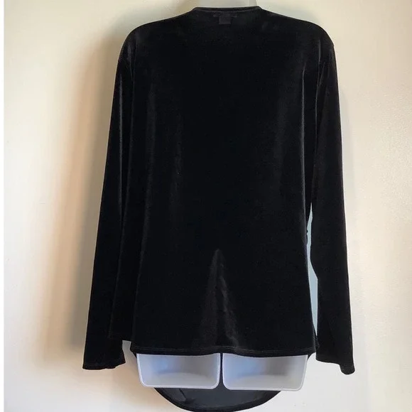 Sundance Womens XXL Black Velvet Wrap Front V-Neck Long Sleeve Blouse Top - Picture 5 of 9